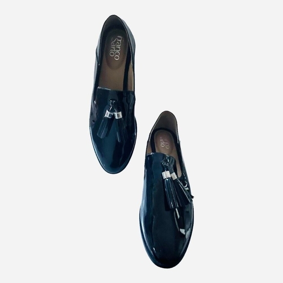 FRANCO SARTO Vegan Leather Loafers Black Women’s Slip-On Moccasins 9.5 M - Picture 3 of 6